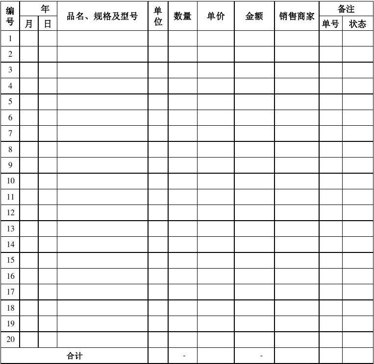 辦公用品入庫(kù)出庫(kù)臺(tái)賬